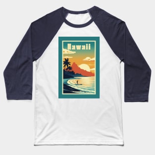 Hawaii Vintage Retro Travel Poster Baseball T-Shirt